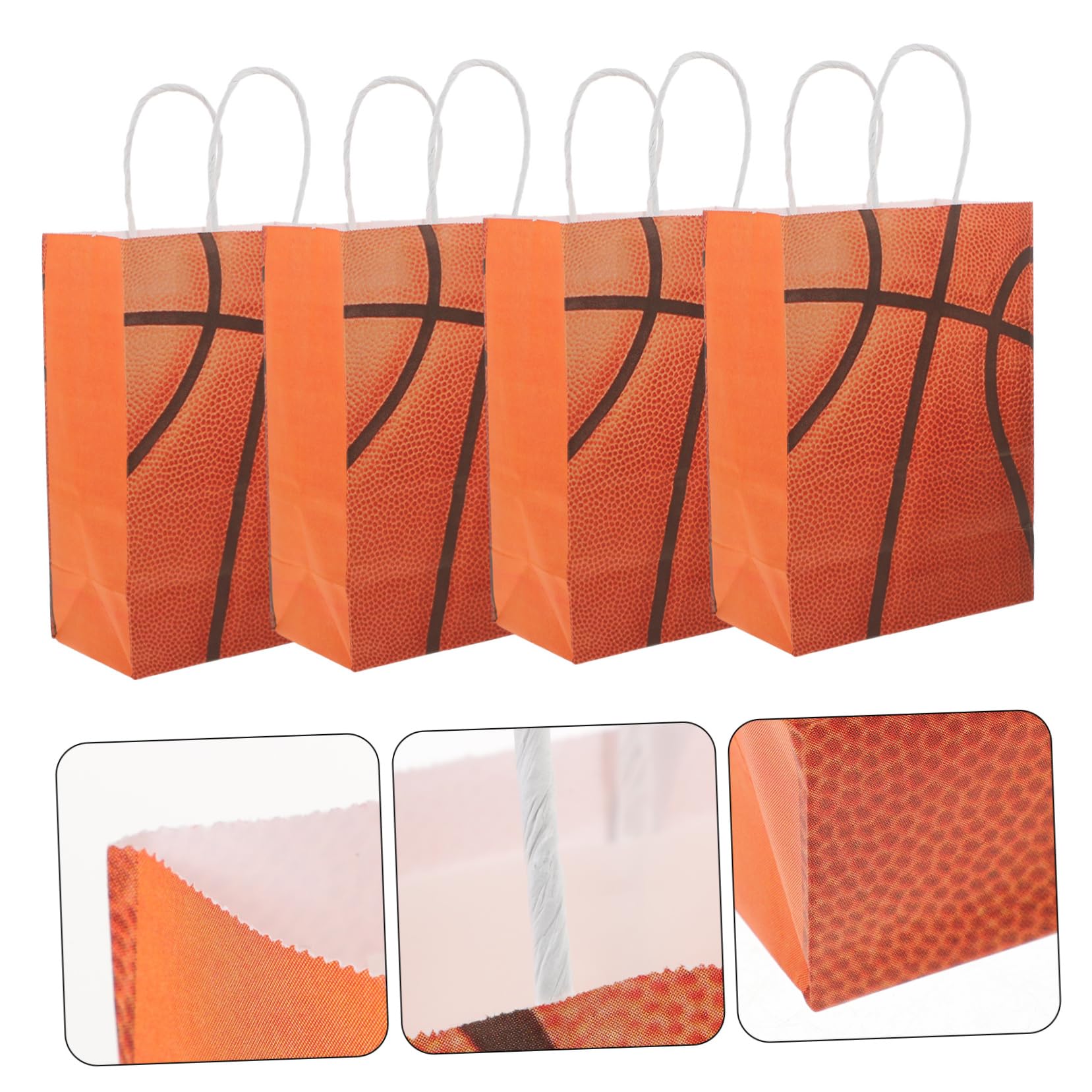 Ipetboom 24 Bolsas de Papel Kraft con Asas Naranjas para Obsequio de Cumpleaños Infantiles, Portátiles y Versátiles Ocasión Deportiva