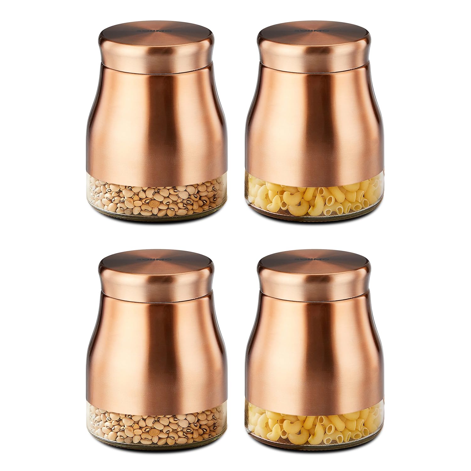 Amazon Brand - Solimo Rose Gold Tapered Glass Jar | Multipurpose Kitchen Organizer with See-Through Window | 750 ml Set of 4 (B0BSXFR3J4) Amazon Price History, Amazon Price Tracker