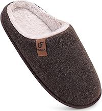 COFACE Chaussons Homme Hiver Pantoufles Chauds en Mousse à Mémoire de Forme Chaussures de Maison Légères en Feutre Intérieur Extérieur Marron Foncé Taille 43