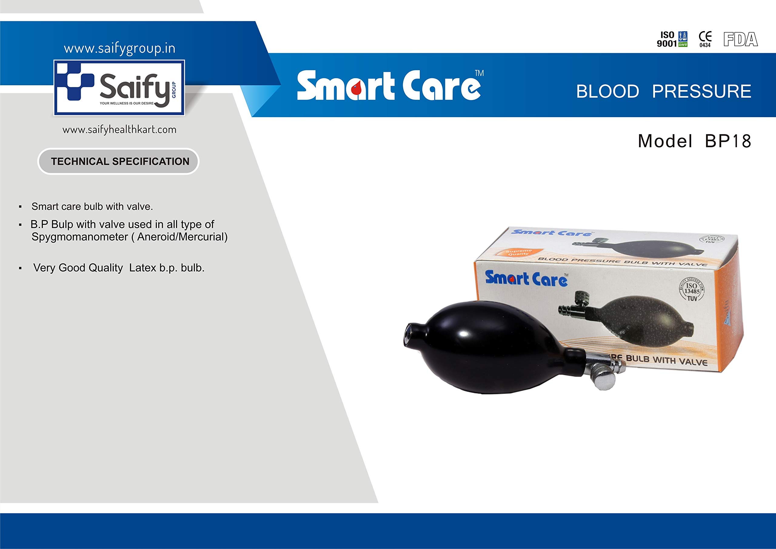 SMARTCARE Wrist Blood Pressure Monitor Bulb With Valve Latex - Black - Accurate and Reliable Replacement Bulb for Your BP Monitor 1