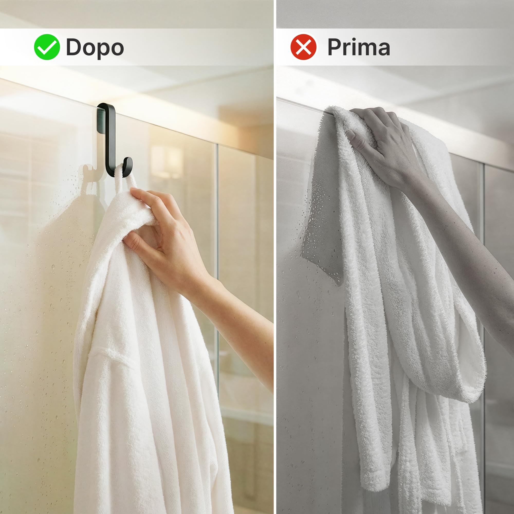 Minismus Ganci Appendi Accappatoio Bagno, Ganci in Silicone da Appendere per Porte Doccia in Vetro Senza Telaio, Appendi Accappatoio Bagno per Asciugamani e Accappatoi, Set da 2