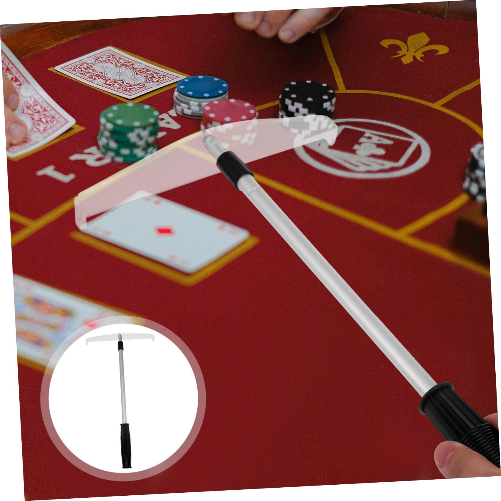 ORFOFE Râteau Poignée Poker Télescopique pour en de Métal Jetons Abs Confortable, Facile à Utiliser, pour Salle de Jeux et Domicile
