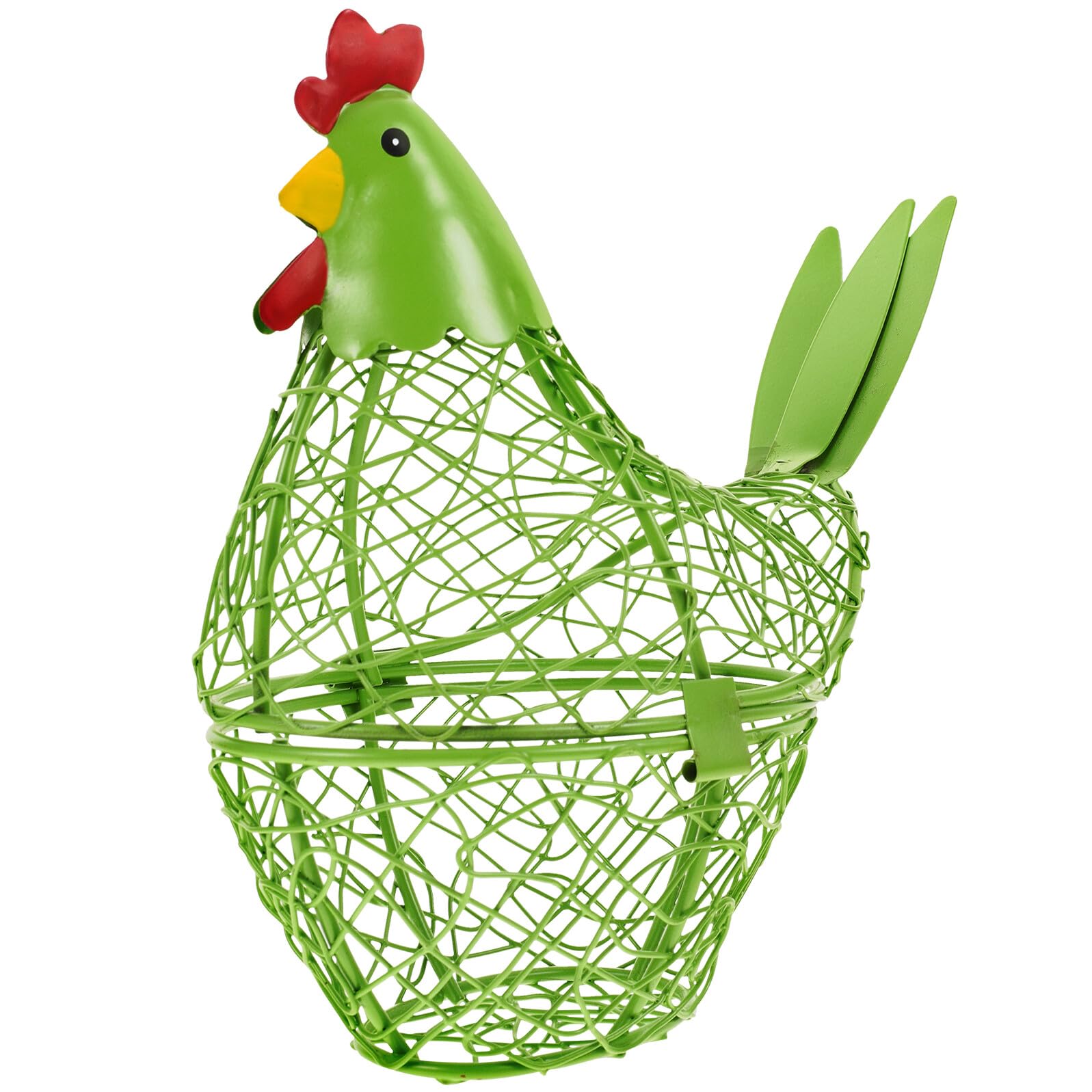 Cesta para Huevos de Hierro Forma de Gallina, Organizador de Cocina Color Verde Claro, Soporte Portátil para Huevos Frescos, Cesta Decorativa Hogar y Restaurante