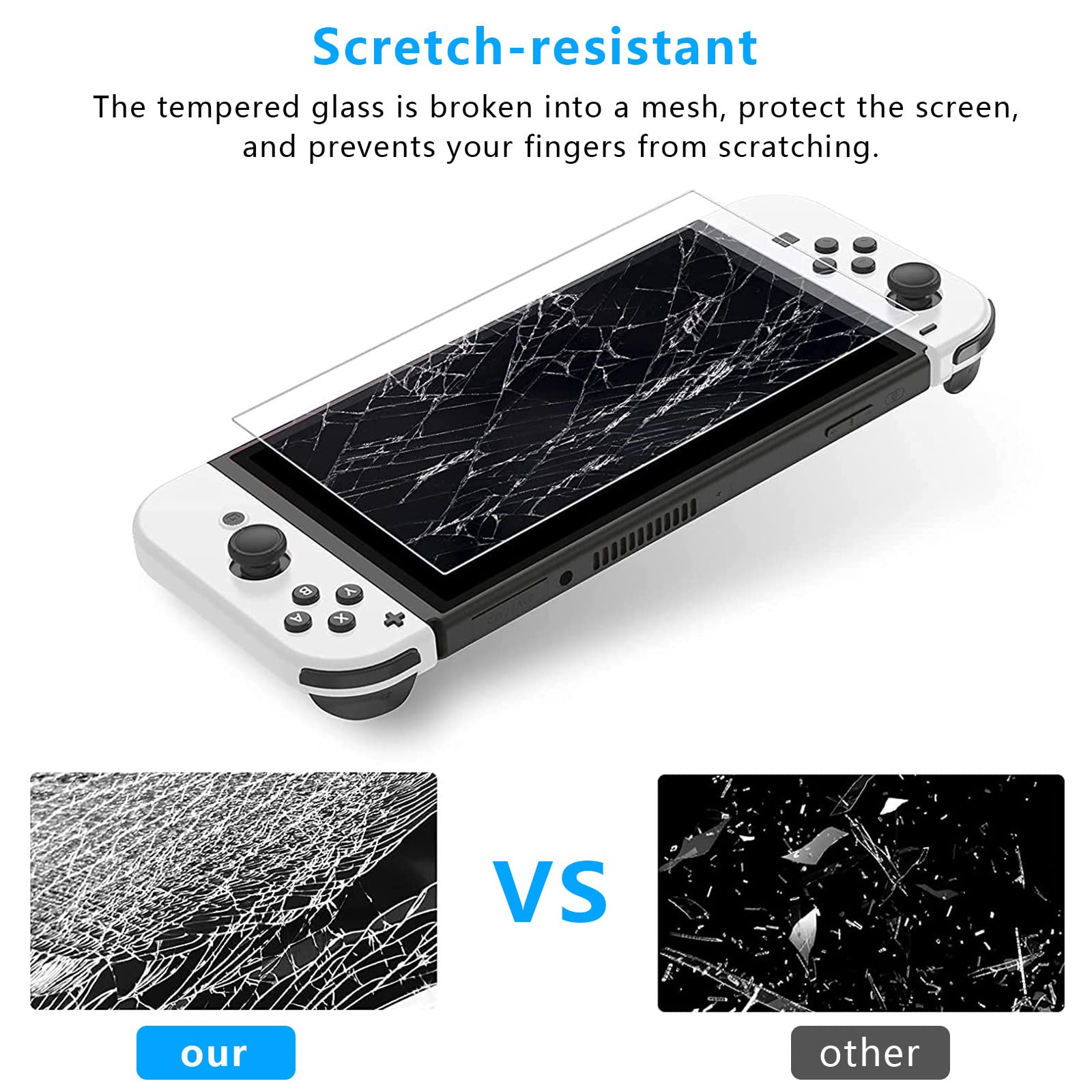 LUSEE 4 sztuki folii ochronnej kompatybilnej z Switch OLED model 7 cali 2021, pełne pokrycie, folia ochronna na wyświetlacz HD, folia ochronna na wyświetlacz HD, odporna na zarysowania,