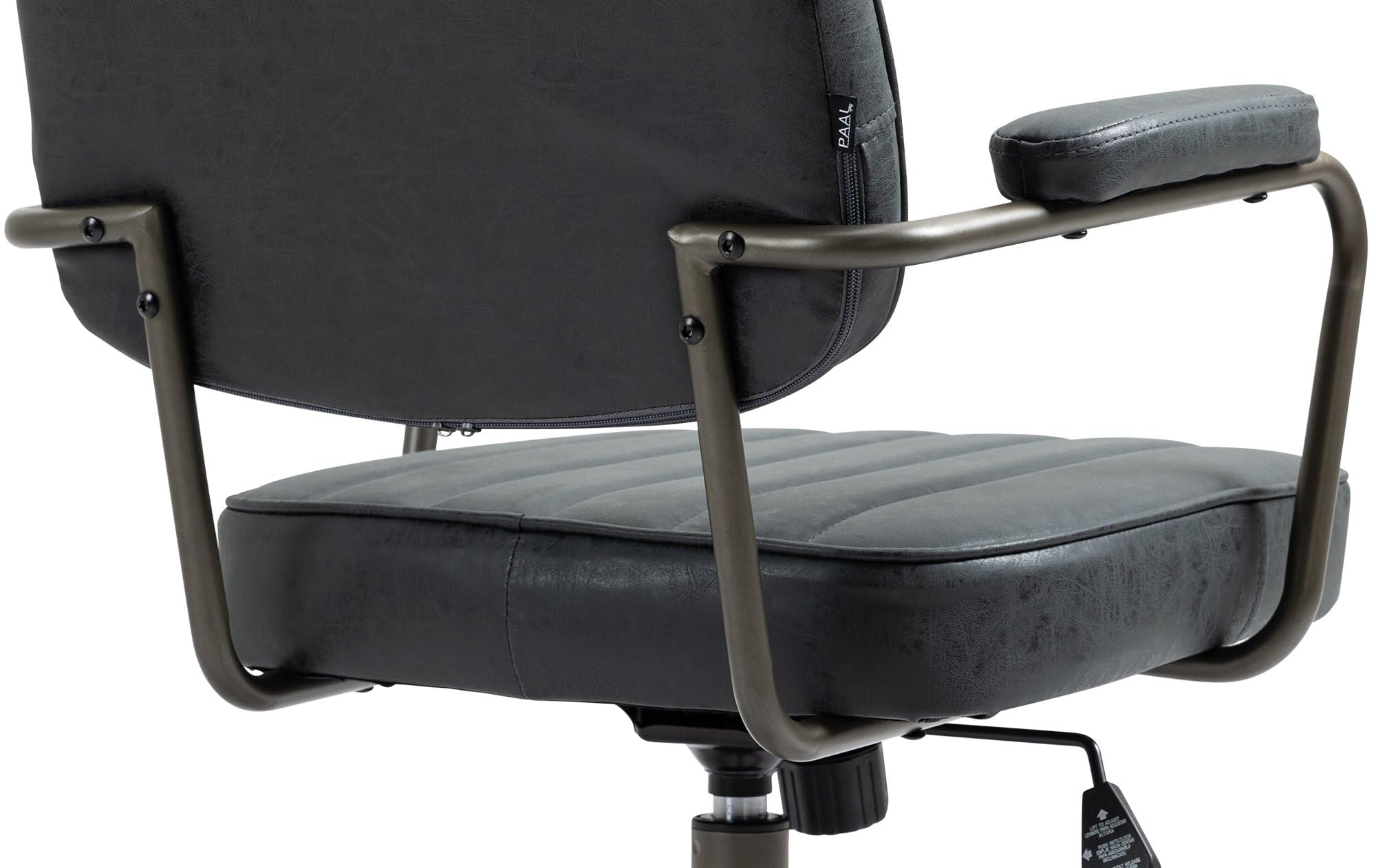 CLP Silla De Trabajo Natrona En Piel Sintética I Silla De Oficina con Look Industrial Acolchada & con Ruedas, Color:Antiguo Negro
