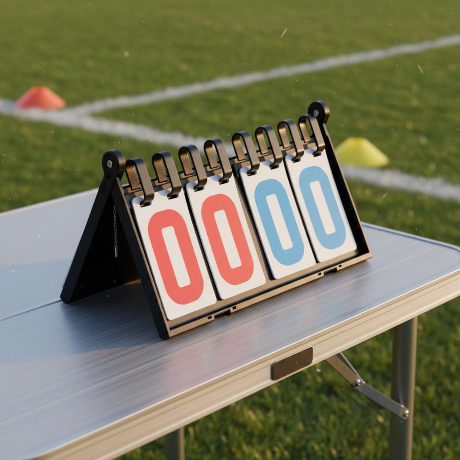 Qianly Tabellone Segnapunti Sportivo Manuale Flip Segnapunti Contapunti Tabella Punteggio con Numeri Giganti Ben Visibili Carte in PVC a Scorrimento Design, Rosso+Blu, PVC 4 Cifre