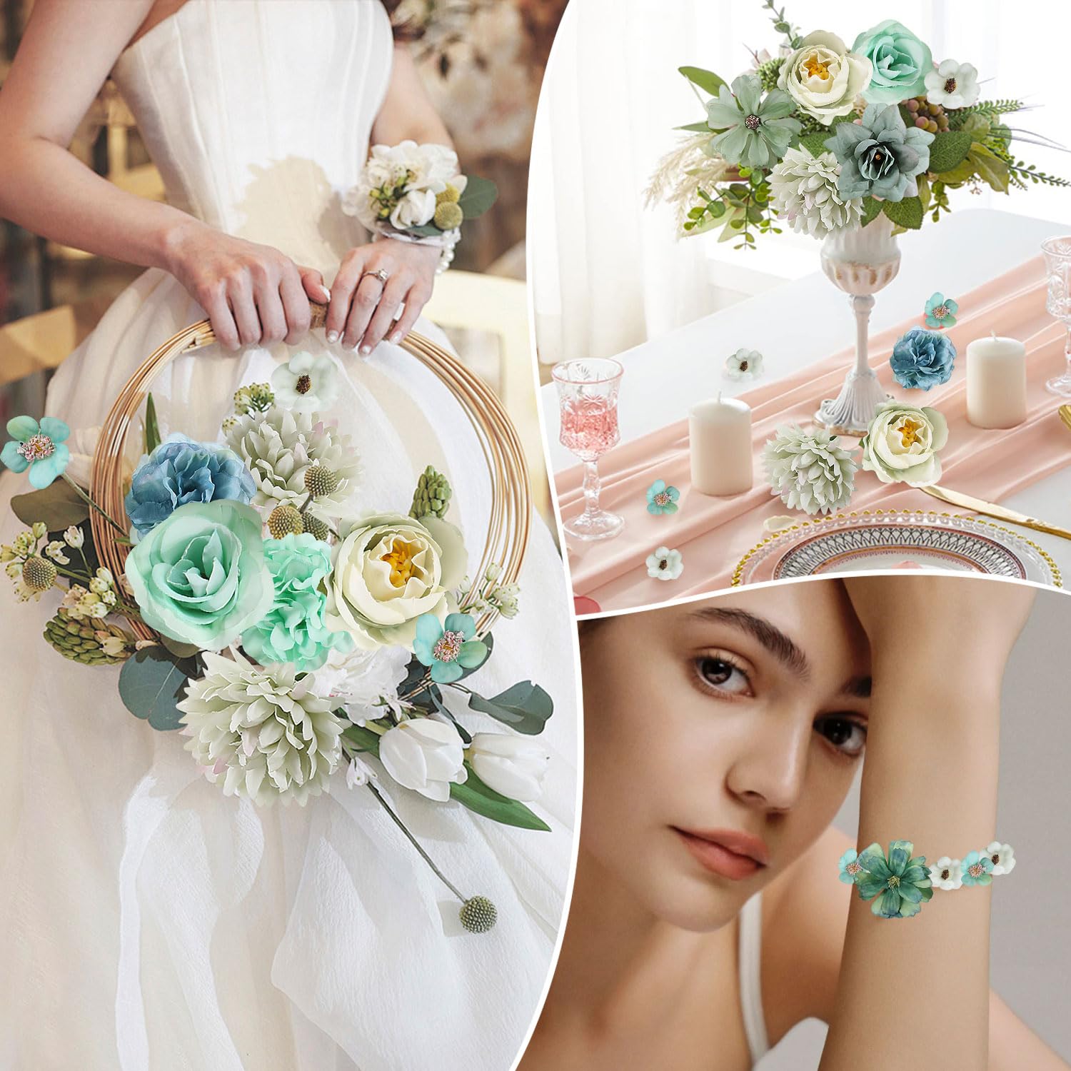 10 pezzi di fiori artificiali fiori finti per la decorazione domestica fornure per la decorazione del matrimonio di nozze ghirlanda artigianale fai da te accessori per Scrapbook  15