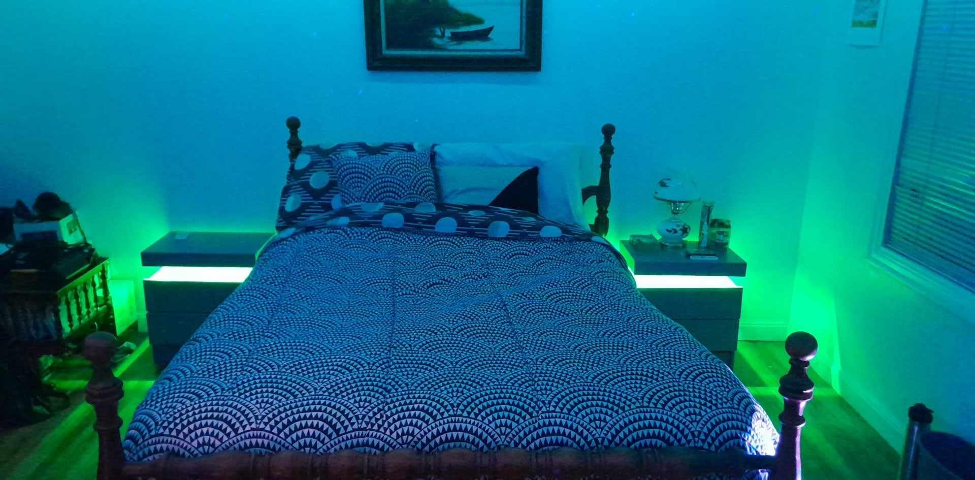 27/mo Finance LED Nightstands Set of 2, Modern End Side Table with 2