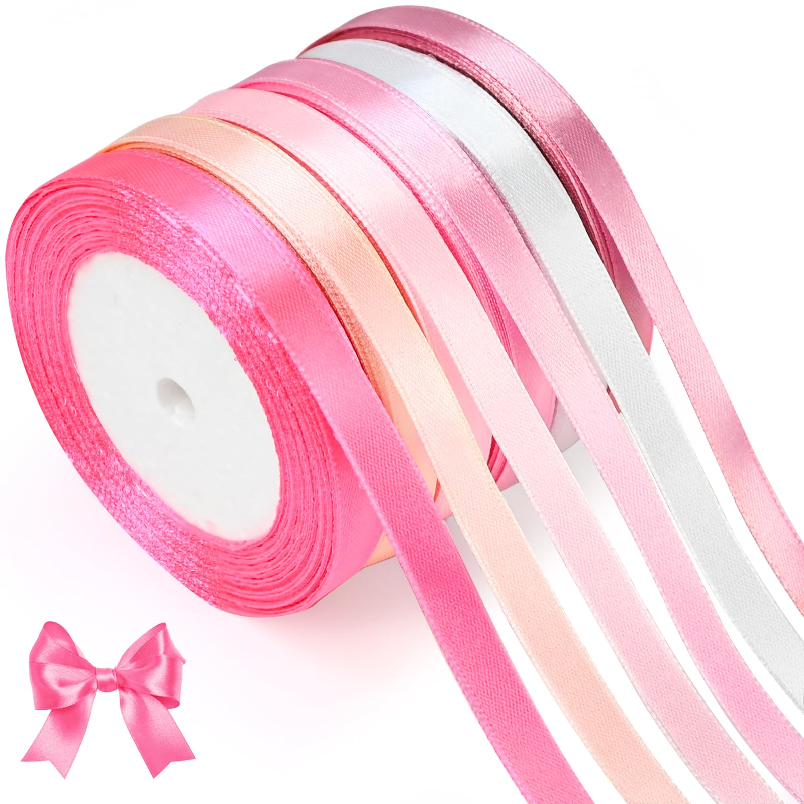 qingmeng Satinband Rosa, 132m Geschenkband Breit, 10mm Schleifenband Rosa, Geschenkband Hochzeit Stoff, Rosegold Geschenk Band Geschenkbänder für Taufe Geburtstag Deko Geschenkverpackung