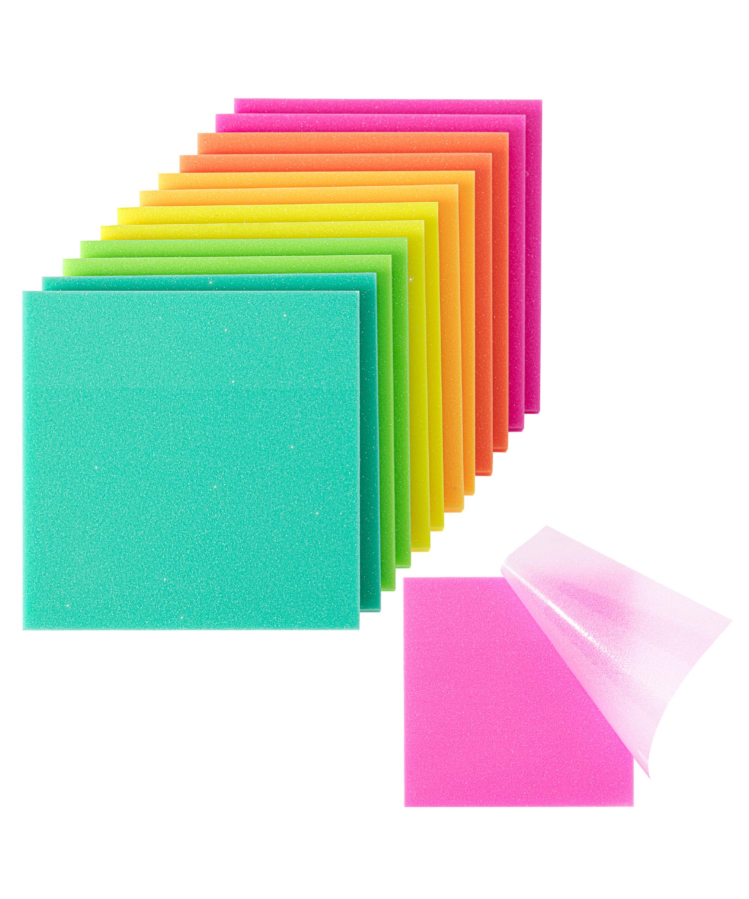 Mr. Pen- Transparent Glitter Sticky Notes, 3”x3”, 12 Pads, 600 Sheets