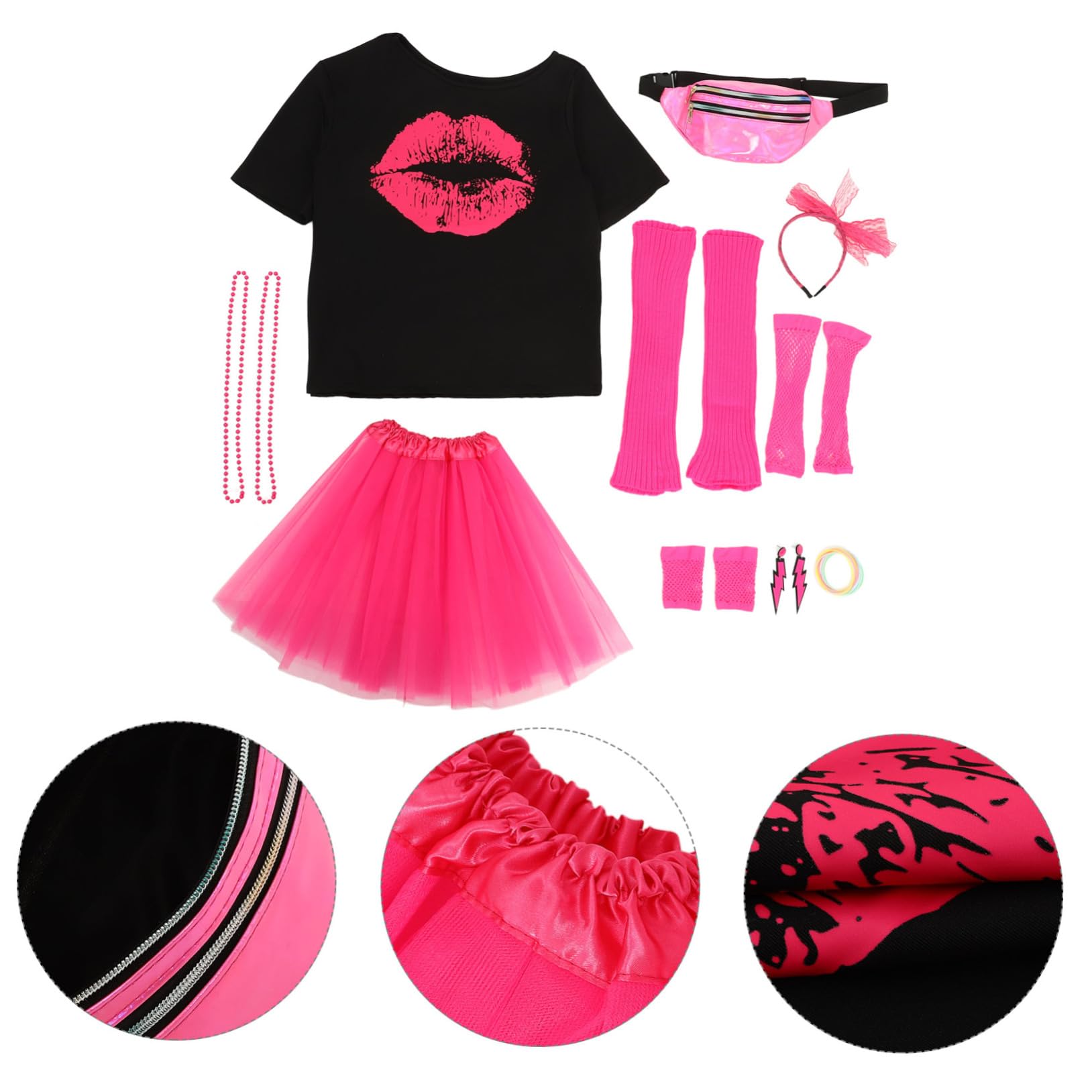 Retro 80er Jahre Damen Party Kostüm Zubehör Halskette Schmuck Set Vintage Ballkleid Zubehör