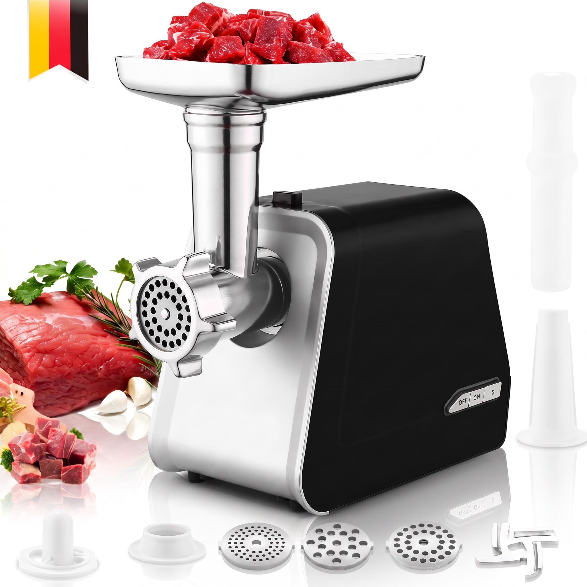 Nictemaw Tritacarne Elettrico 4 in 1 2000W, Lavora 1,8 kg/min