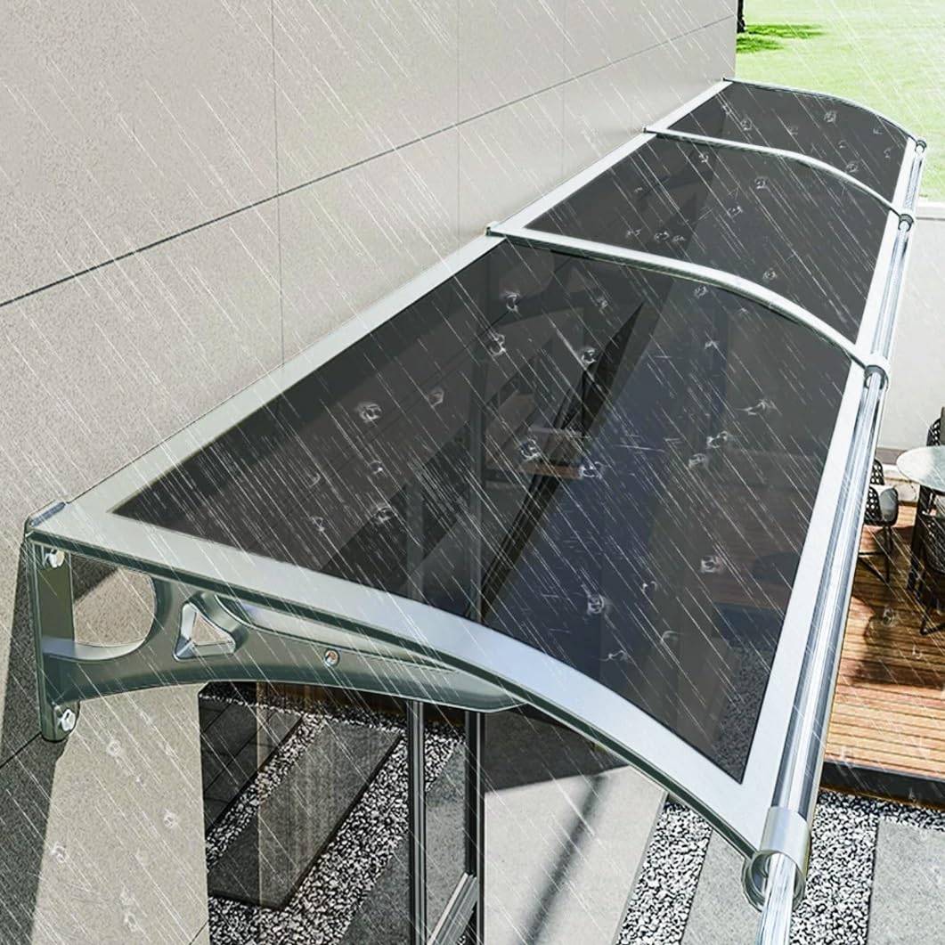 Auvent de patio en aluminium et polycarbonate pour filtrer la pluie