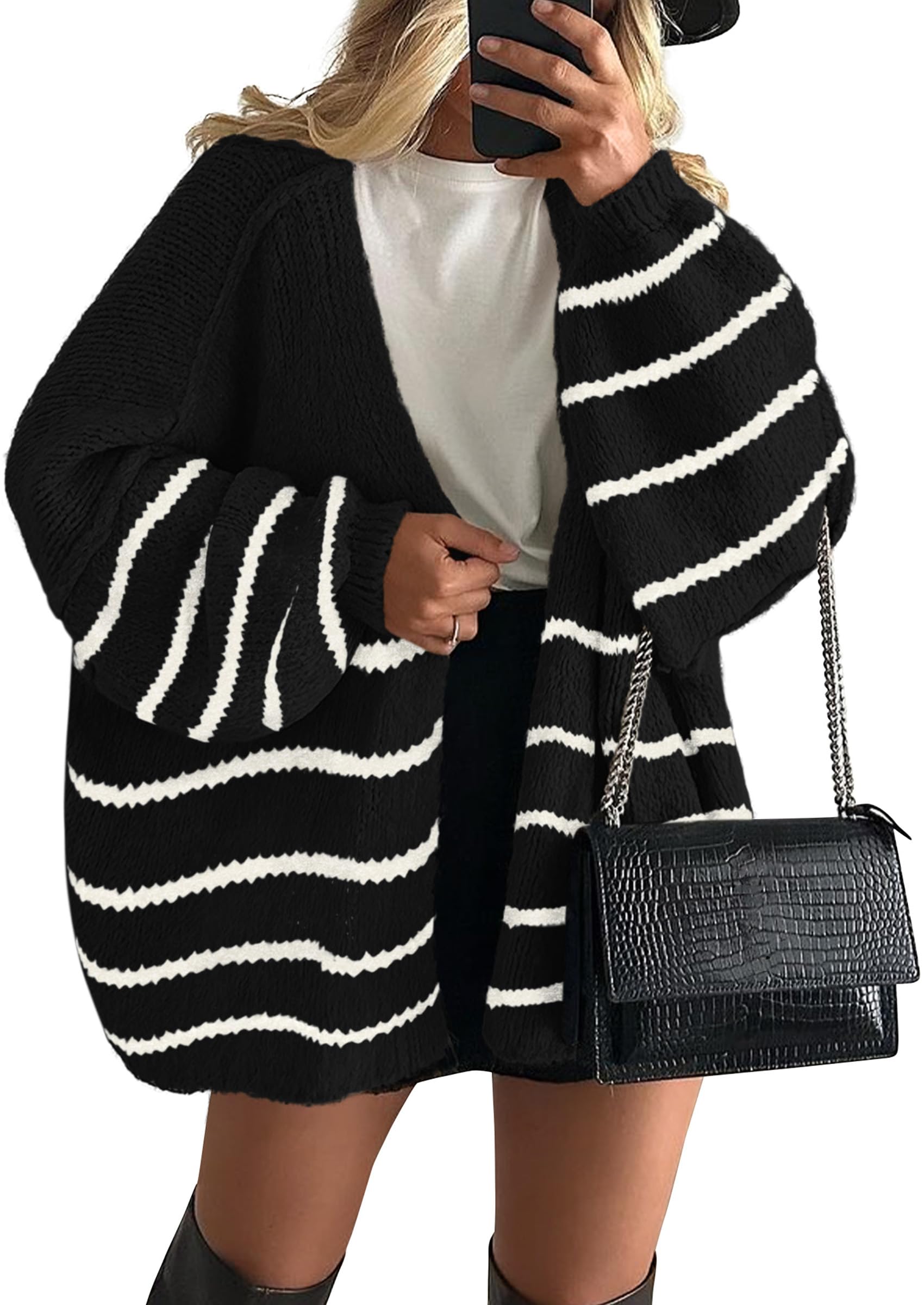 PRETTYGARDEN Womens Open Front Oversized Cardigan Sweaters
