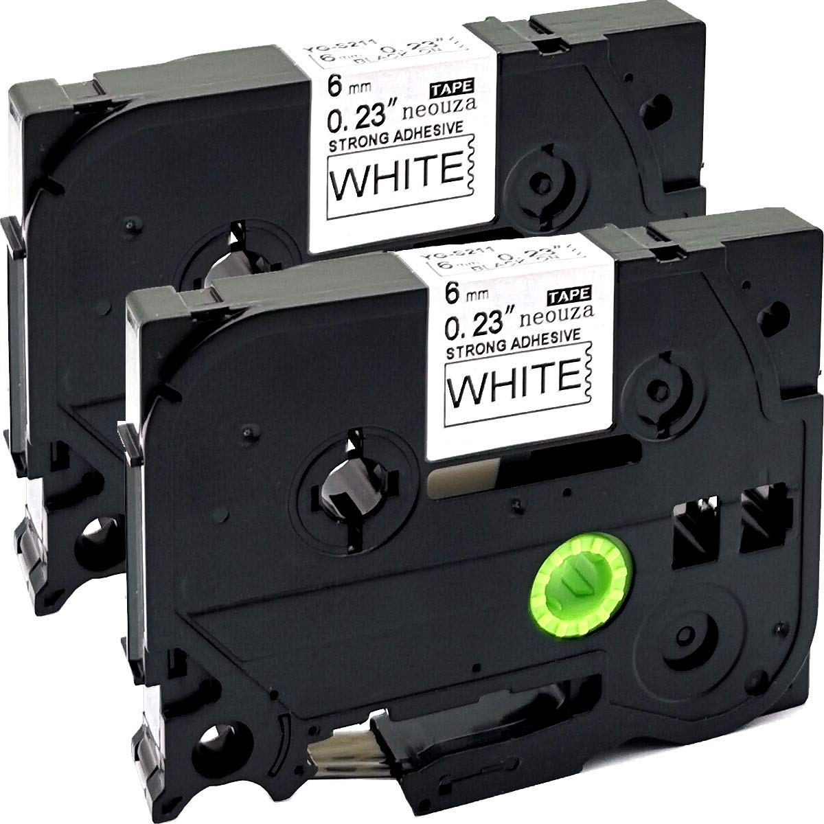 NEOUZA 2PK Compatible for Brother P-Touch Laminated TZe TZ Label Tape Cartridge 6mm x 8m (TZe-S211 Extra Strength Black on White) — image 1