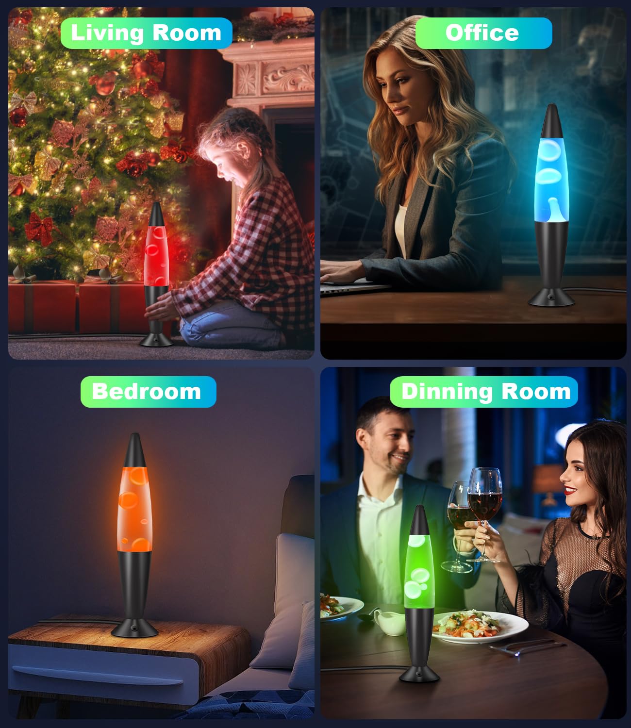 Lavalampe - 13 Zoll-Schwarz3 mit Fernbedienung, 17 Farben Wechsel - Automatische Farbwechsel LED Lavalampe mit Timer 15m Reichweite - Sicher & Energiesparend für Kinderzimmer