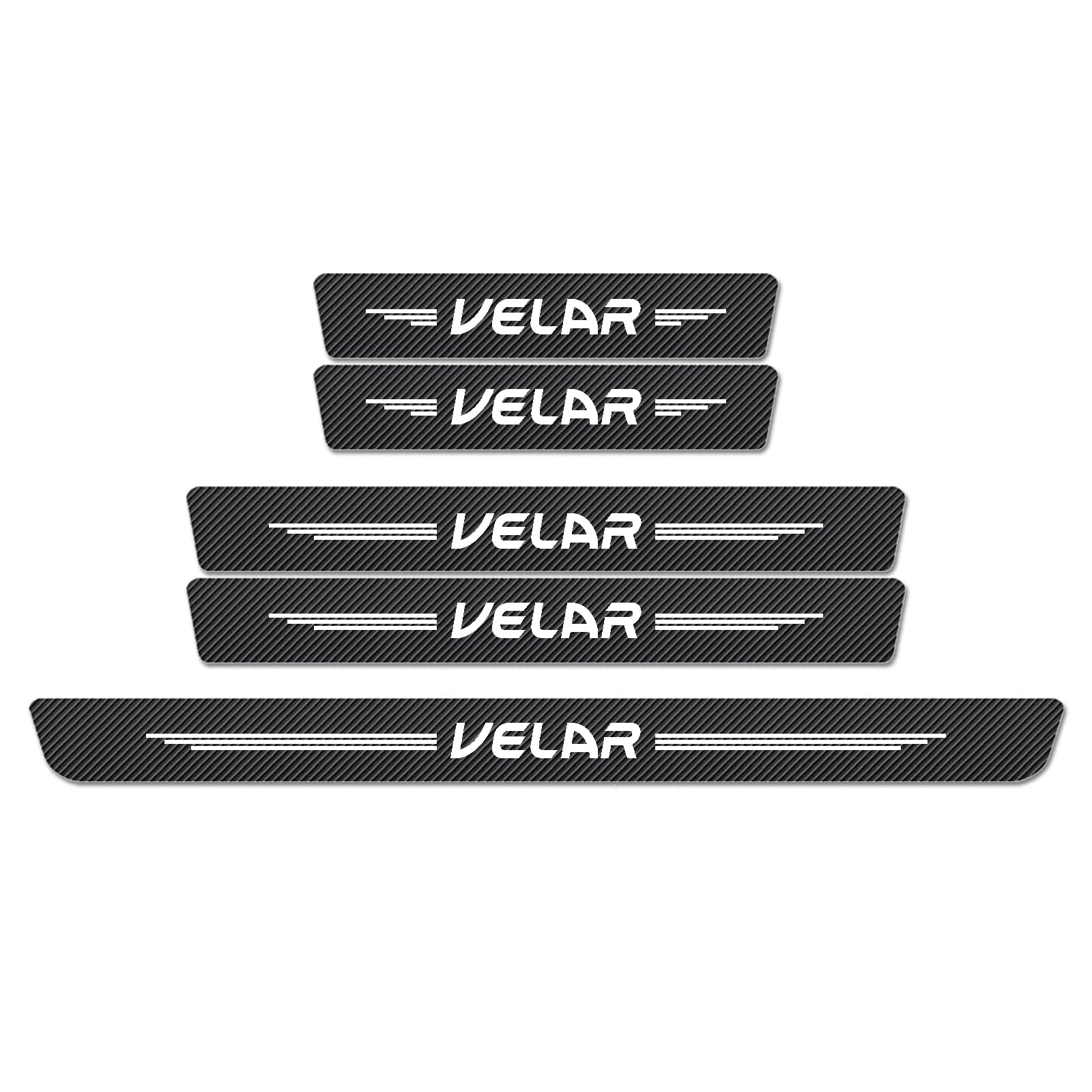 WXH97F Car Door Sill Protector for Velar, 5Pcs Carbon Fiber Texture Scuff Plate Guard, Anti-Scratch Kick Plate Entry Cover, Waterproof Wear-Resistant Trim