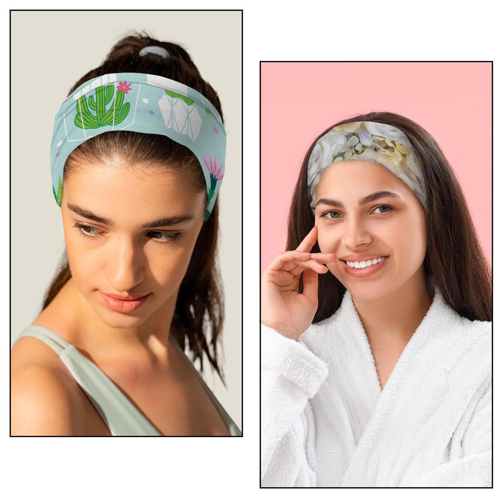 Lot de 6 bandeaux larges antidérapants pour femme, motif pelleteuse, pour yoga, sport, entraînement