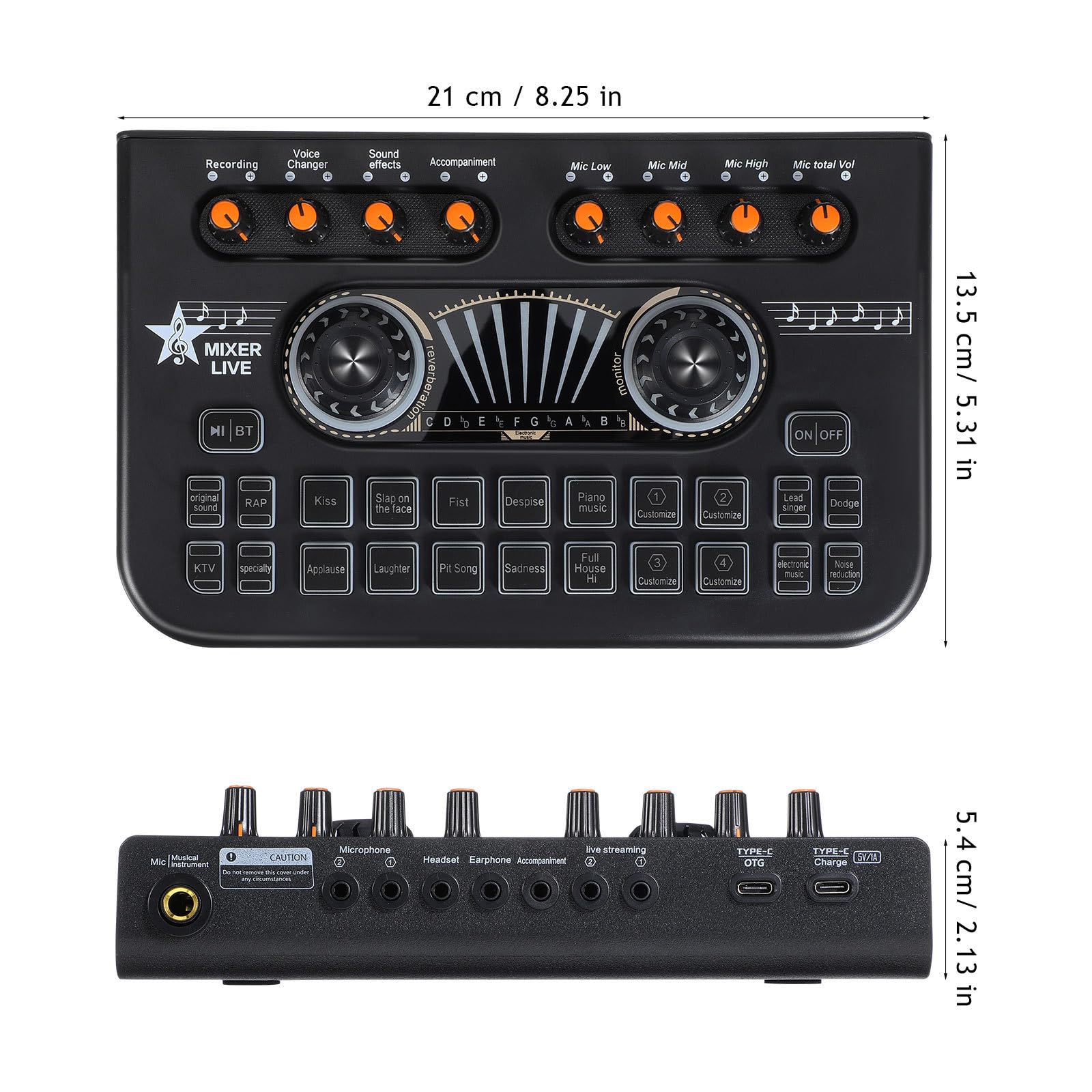 POPETPOP Mixer Audio Professionale per Podcast e Gaming Scheda Audio Stereo, Costruzione Robusta in Metallo e Plastica, per Setup di Streaming e Registrazione
