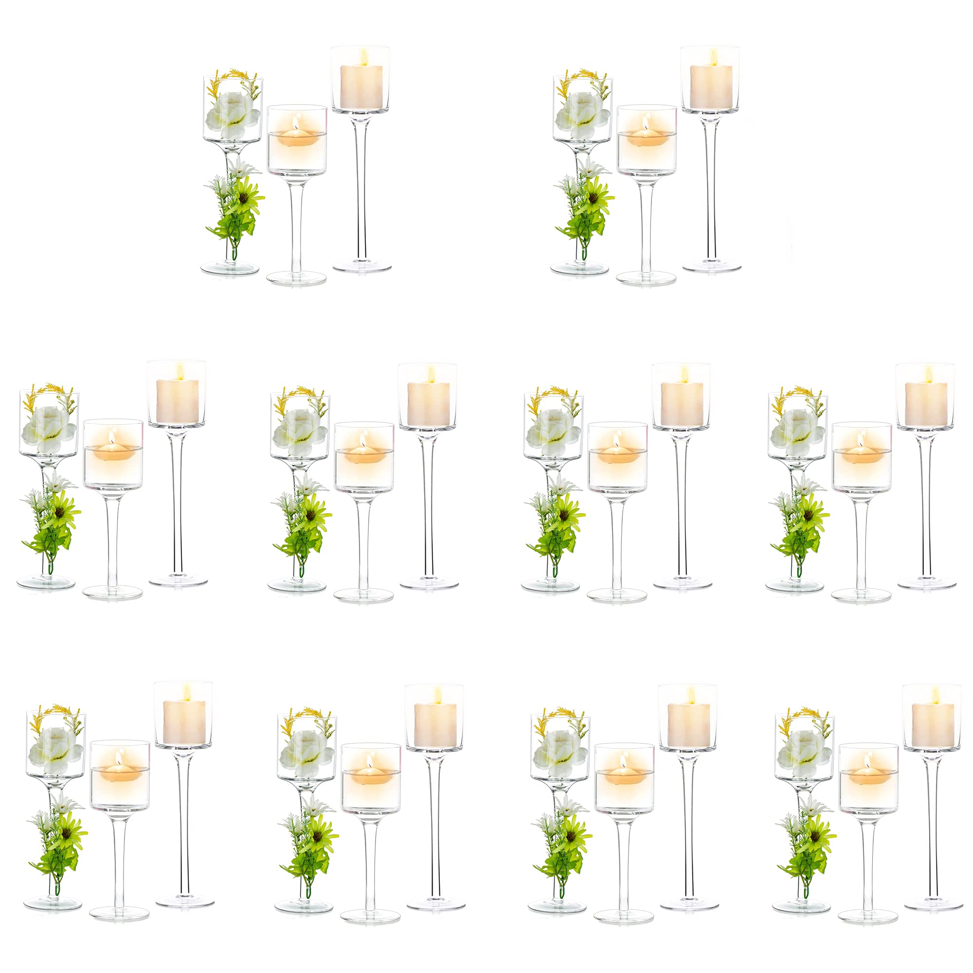 Buy Nuptio 10 Sets Tealight Candle Holder Tall Glass Candle Holder for
