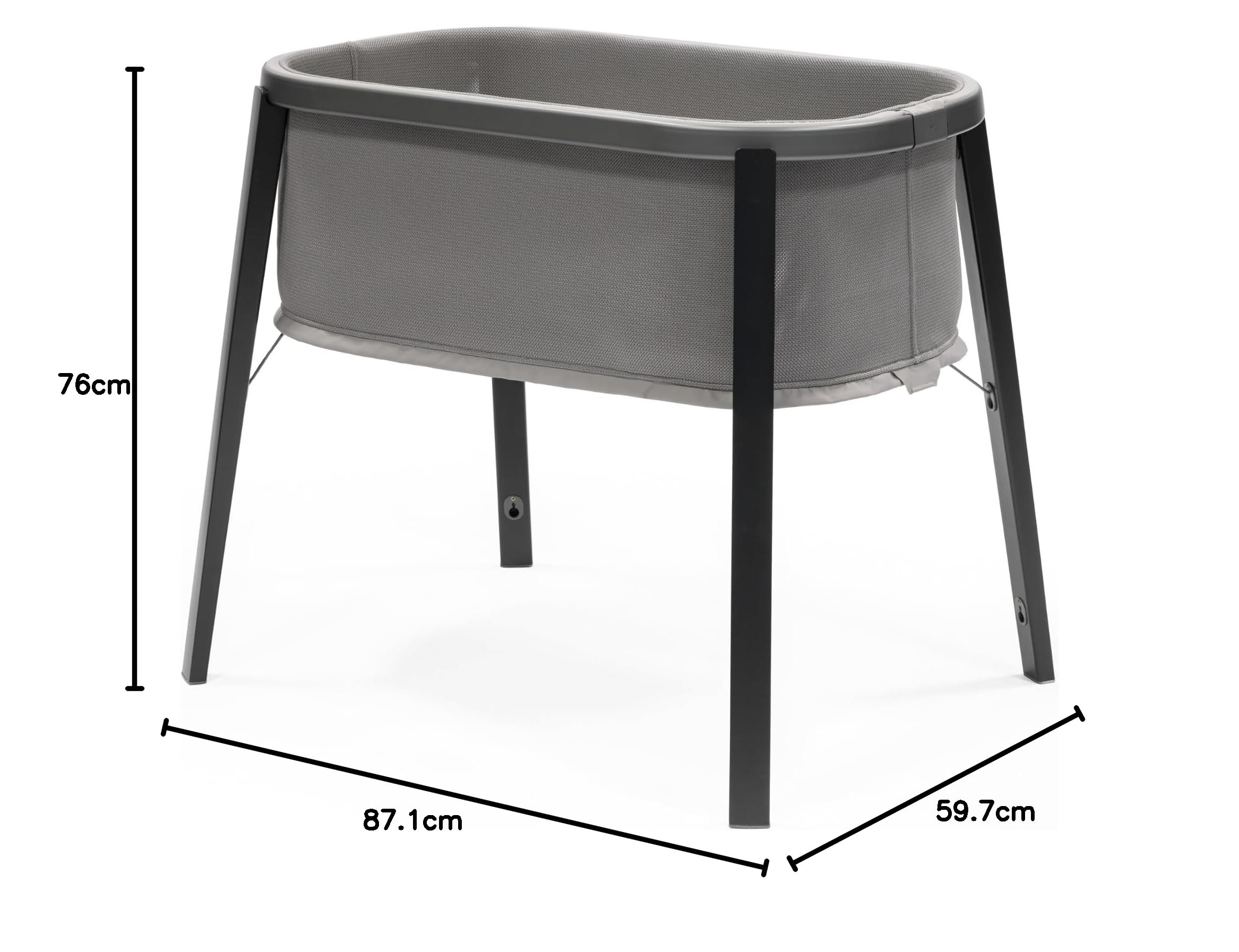Culla Stokke Snoozi, Graphite Grey - Cresce con i bambini dalla nascita ai 9 mesi - Design portatile e leggero - Include materasso rigido