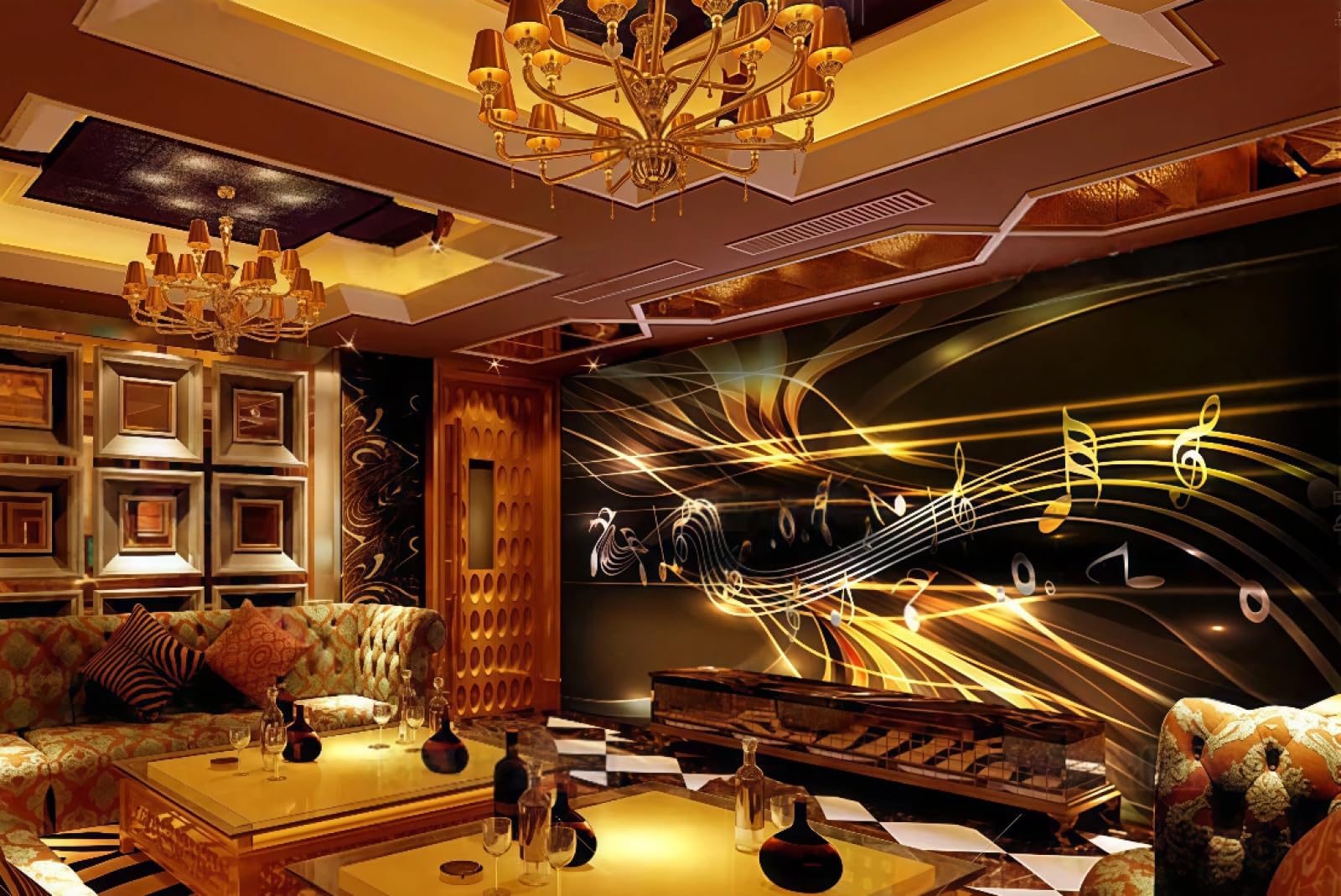 rskjdghshd Wallpaper Cool Three-Dimensional Flowing Golden Years Note Theme Bar Western Restaurant Background Wall Mural Afternoon Tea Coffee Shop Wallpaper,3D,300x210cm