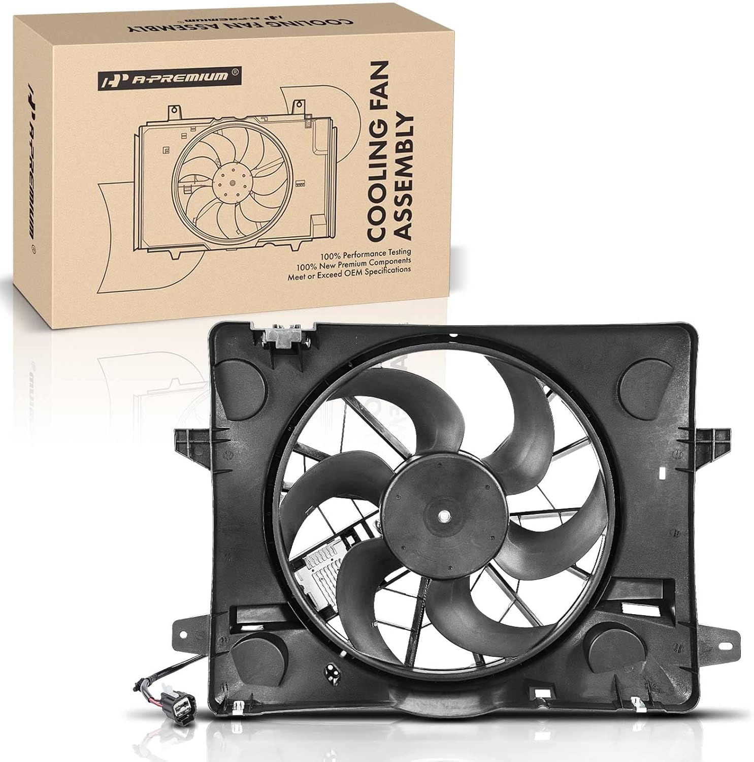 A-Premium Engine Radiator Cooling Fan Assembly Compatible with Select Ford & Lincoln & Mercury Models - Crown Victoria, Town Car, Grand Marquis, 2003-2005 & Marauder 2003-2004