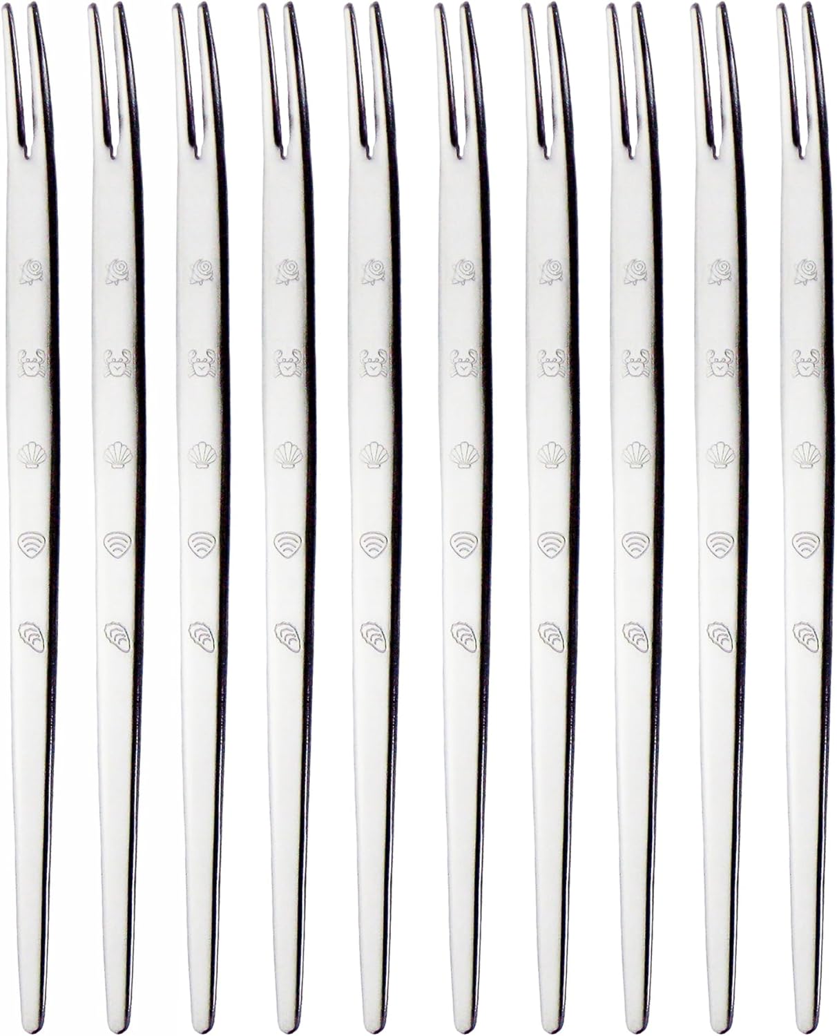 Nagao Turban Forks, Set of 10, Stainless Steel, Shellfish, Shrimp Crab, All-Purpose Fork, Made in Japan