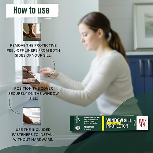 Miniatura 3 de CLAWGUARD Protector de alféizar de ventana protección transparente fuerte contra arañazos de perros y gatos, masticar, babear y arañar en los