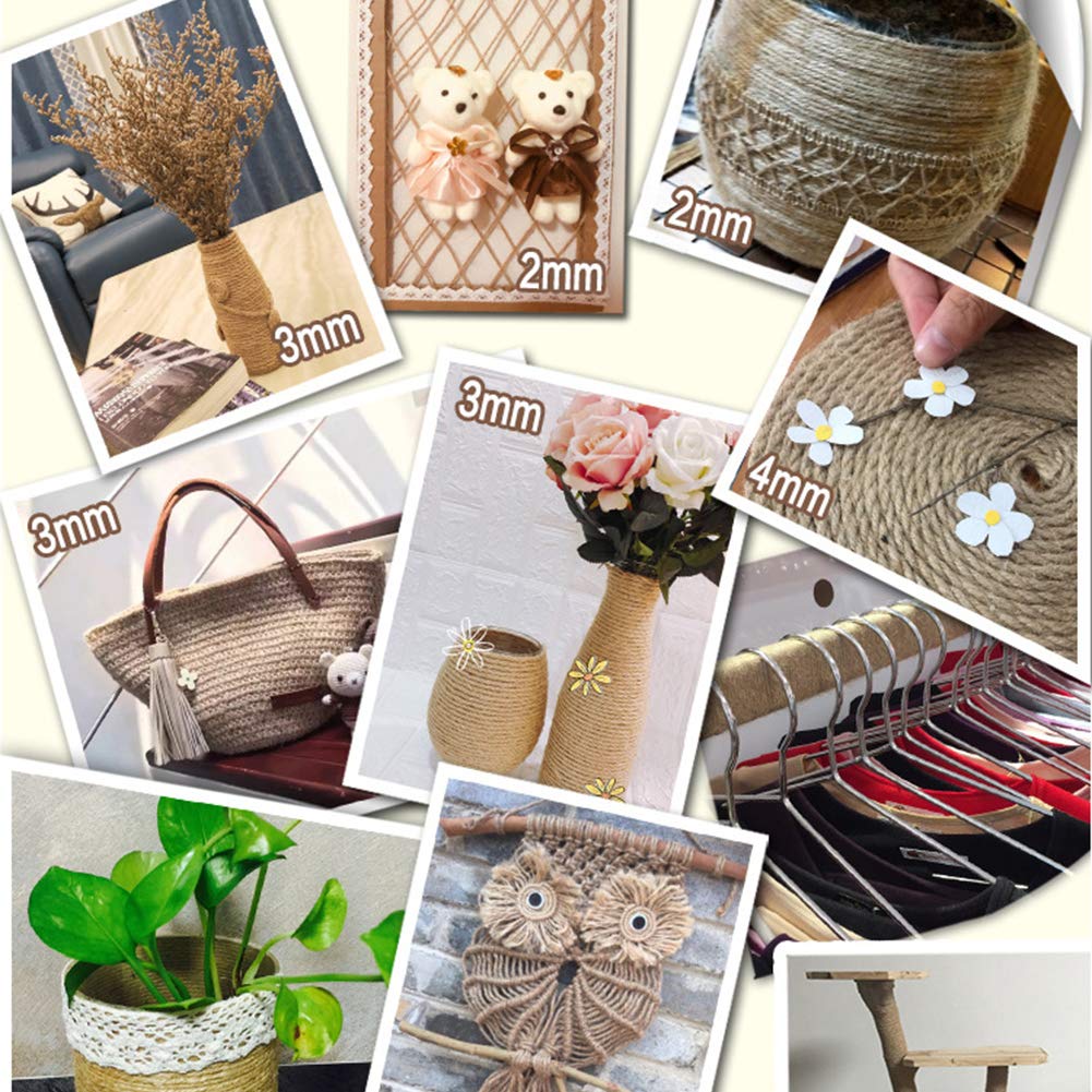 AIZYR Multiuso Corda di Canapa Artigianale - Spago di Iuta Naturale per Packaging Arts, Impacchettamento della Decorazione dei Mestieri, Scratcher per Gatti Fai da Te,9mm