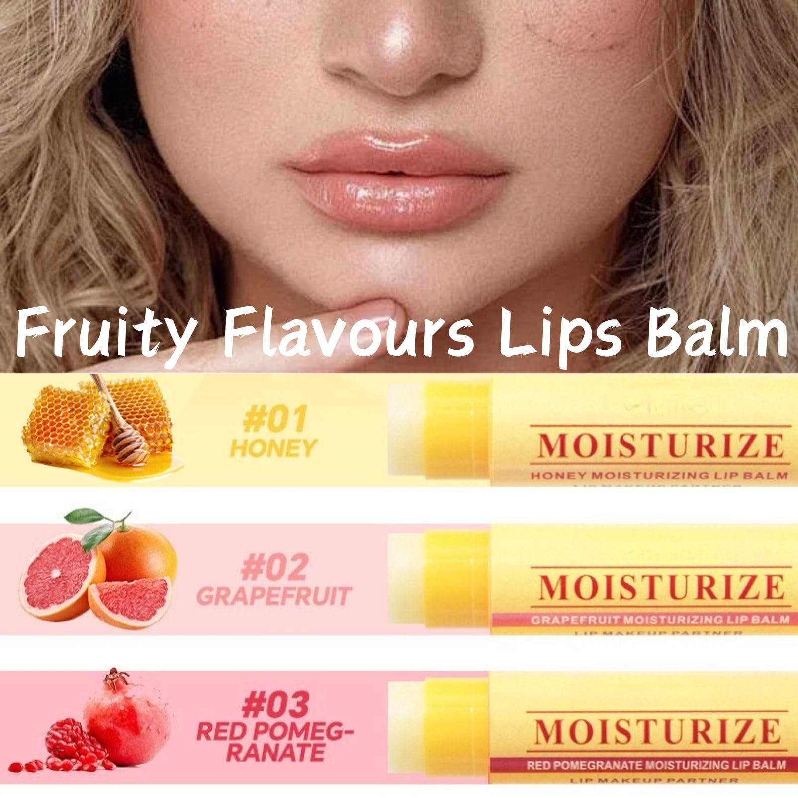 3 Pcs Lip Balm Gift Set,Bees Lips Balm Multipack with 3 Fruity Flavours Natural Formula,Moisturising Lip Butter Balms Duo for Dry Lips,Daily LipCare (Yellow) - Image 3