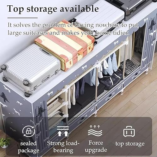 Miniatura 5 de Armarios grandes Armario portátil con cajón Armarios para dormitorio colgante de metal hierro ropa armario ahorra espacio armario ahorro de espacio