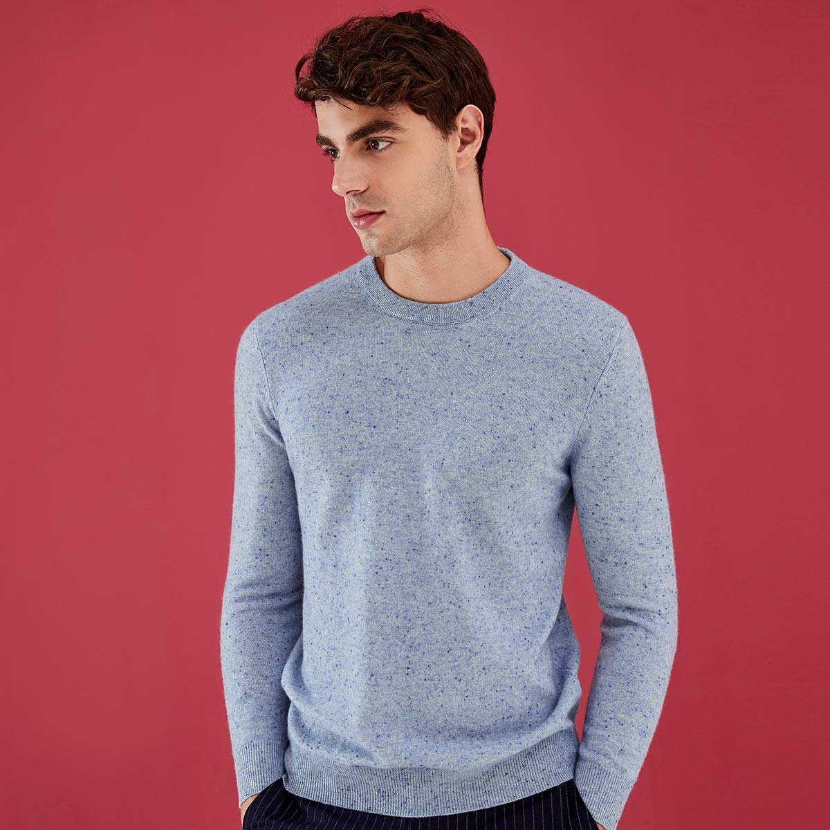 ZHILI Maglione Girocollo in Cashmere da Uomo