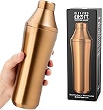 Elevated Craft Hybrid Cocktail Shaker - Premium Vacuum Insulated Stainless Steel Copper Cocktail Shaker - Innovative Measuring System - Martini Shaker for the Home Bartender - 28oz Total Volume Brushed Copper