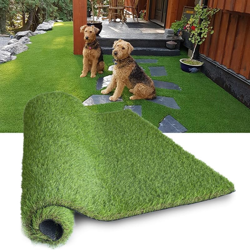 Artificial Grass Rug Outdoor Indoor Fake Grass Carpet Green Synthetic Grass Pet Turf Realistic Faux Grass Rug 3FT x 5FT (15 Square Feet) 1.77" for Garden Lawn Landscape Balcony Home Decor Patio