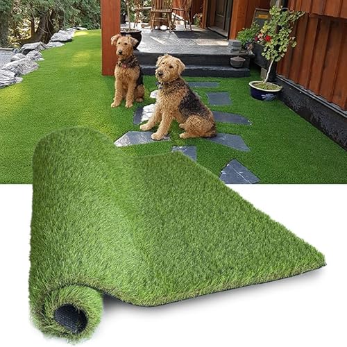 Artificial Grass Rug Outdoor Indoor Fake Grass Carpet Green Synthetic Grass Pet Turf Realistic Faux Grass Rug 4FT x 10FT (40 Square Feet) 1.77" for Garden Lawn Landscape Balcony Home Decor Patio