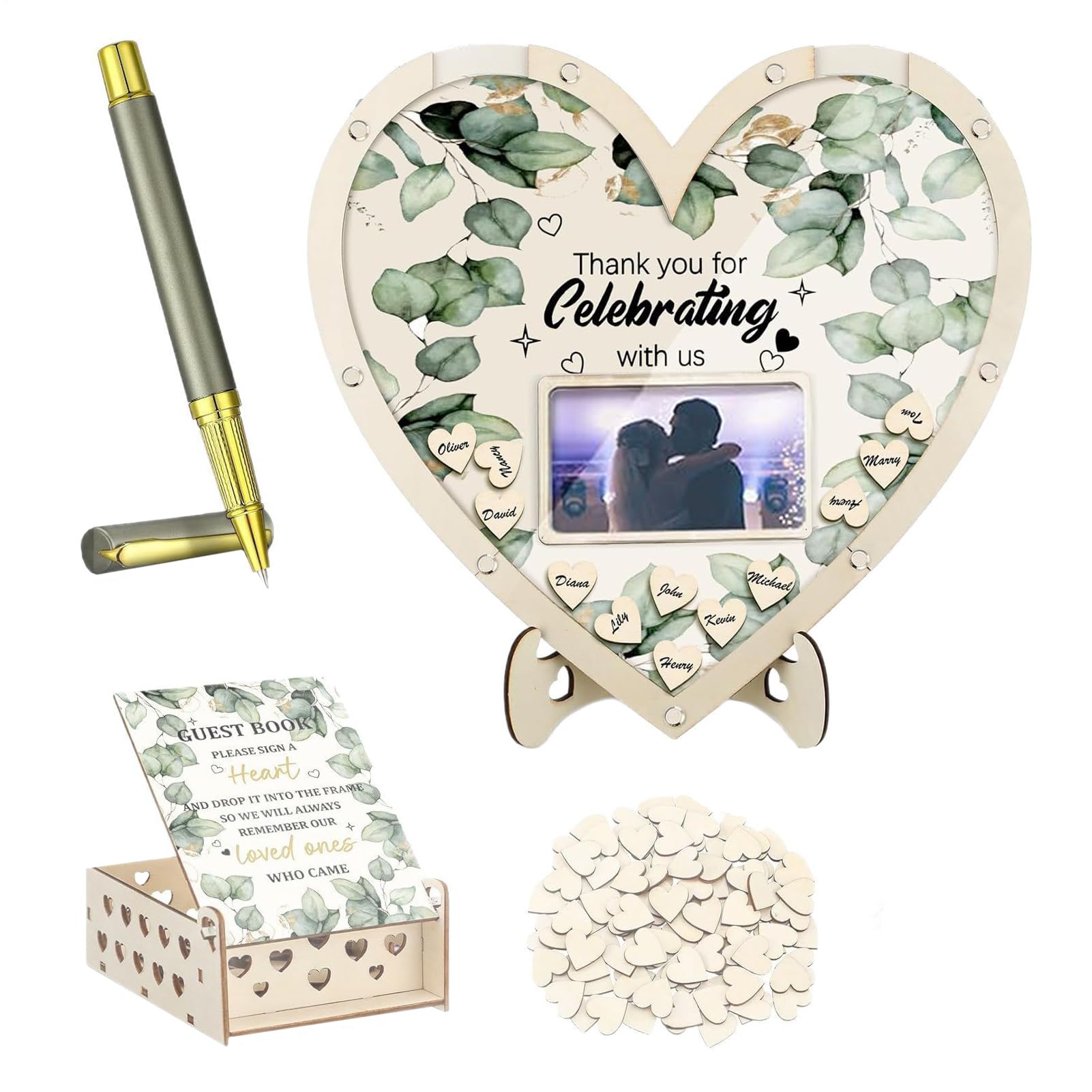 Hochzeitsschild aus Holz, romantische herzförmige Regaldekoration, Holzschreibtisch-Mittelstück, Hochzeitsfeiern, perfekt für Zeremonie im Freien, Heimdekoration und Liebessymbol
