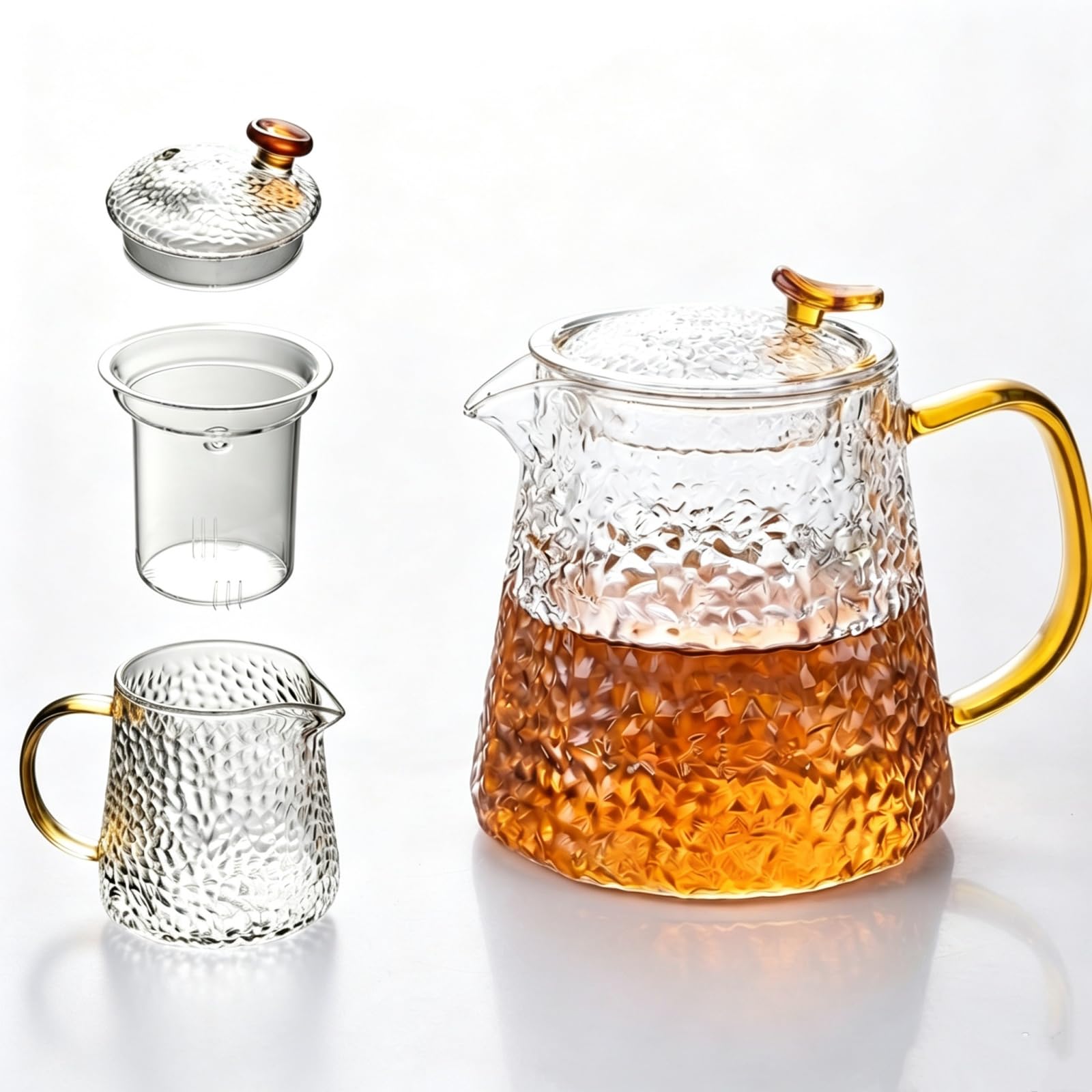 800ml Glass Teapot with Infuser, Clear Heat Resistant Borosilicate Glass Tea Pot with Strainer, Stovetop Safe Kettle Tea Maker for Loose Leaf Tea, Herbal Tea, Fruit Tea, Teabags, Coffee
