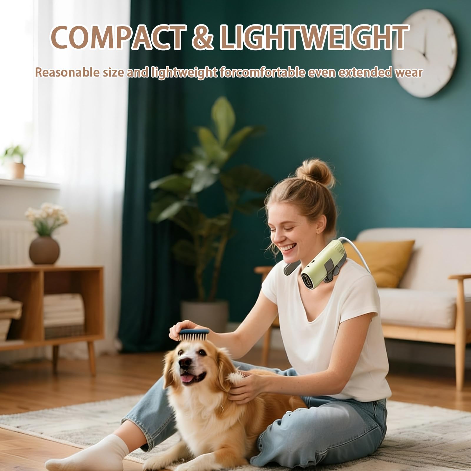 Sèche-Cou pour Animaux Mains Libres, Ultra Silencieux (40 DB), Sèche-Cheveux pour Chien Blower avec Vitesse & Température Réglables 3 Niveaux, Support De Cou pour Chats et Chiens