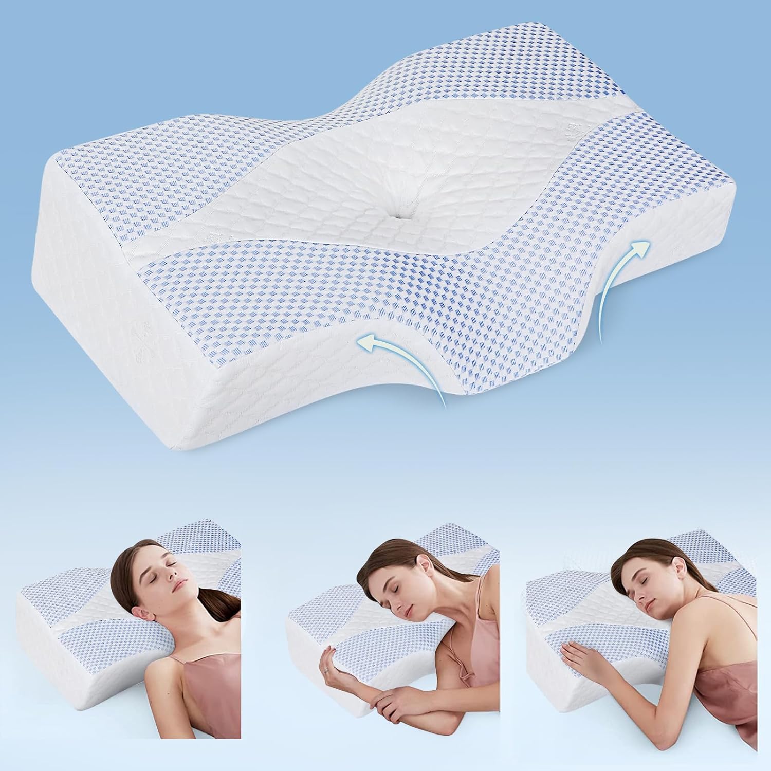 Contour Pillow for Neck and Shoulder Pain, IKSTAR Memory Foam Pillows