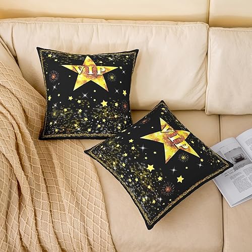 Miniatura 10 de Juego de 2 fundas de almohada reversibles de película para decoración del hogar, diseño de estrellas y pósteres de cine para niños, fundas de