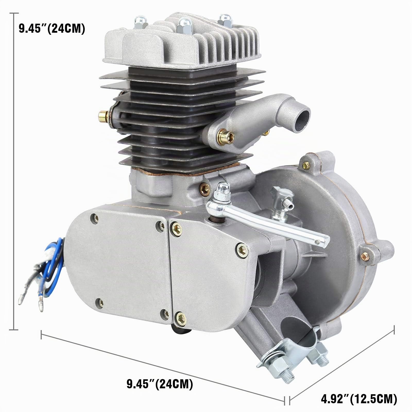 Ambienceo Argent 2 Temps 50cc vélo Essence Moteur motorisé Moteur vélo kit(avec Un Cadeau au Hasard)