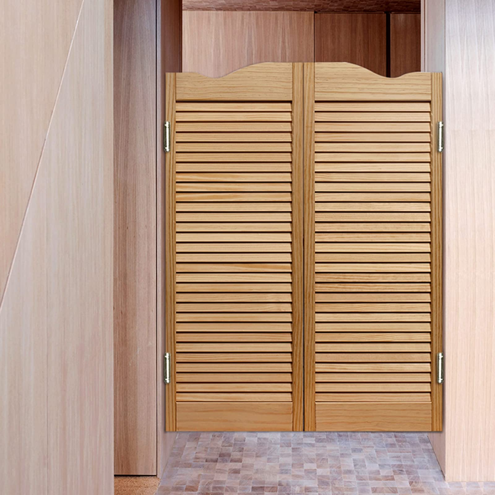 Portes Battantes,Porte Battante De Volet,Porte De Cow-Boy En Bois Massif Cloison De Porte Bar Cuisine Fermeture Automatique Clôture Demi-Taille Porte,Taille Personnalisée,B,W90xH70cm(35x27.5in)