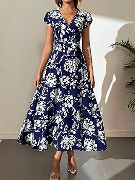 Amazon.com: Neeno Women's Dresses Allover Floral Print Split