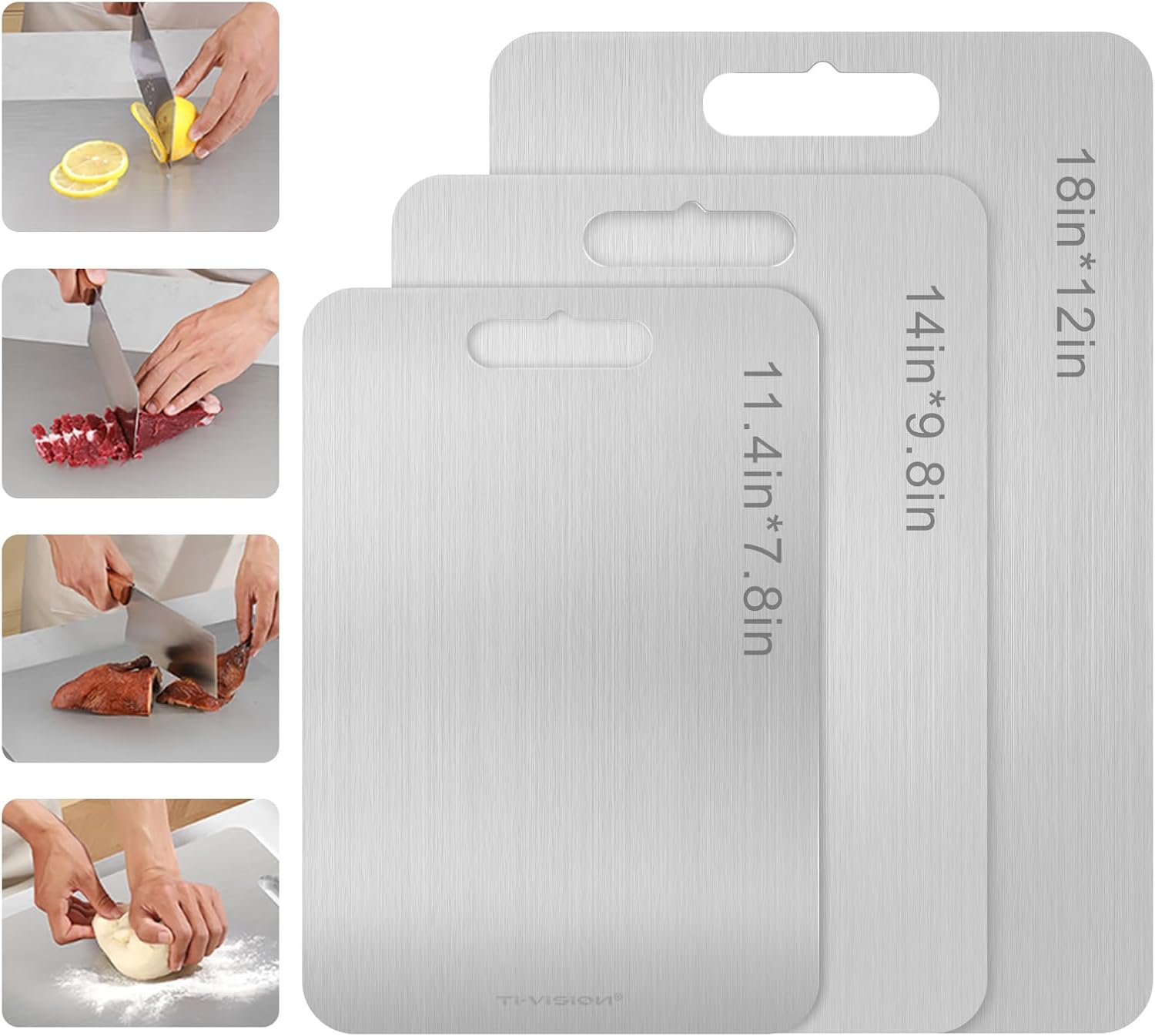 Pure Titanium Cutting Board Lightweight, Durable, Easy Clean Kitchen Chopping Board for Meat, Vegetables & Meal Prep 1.5mm Thick