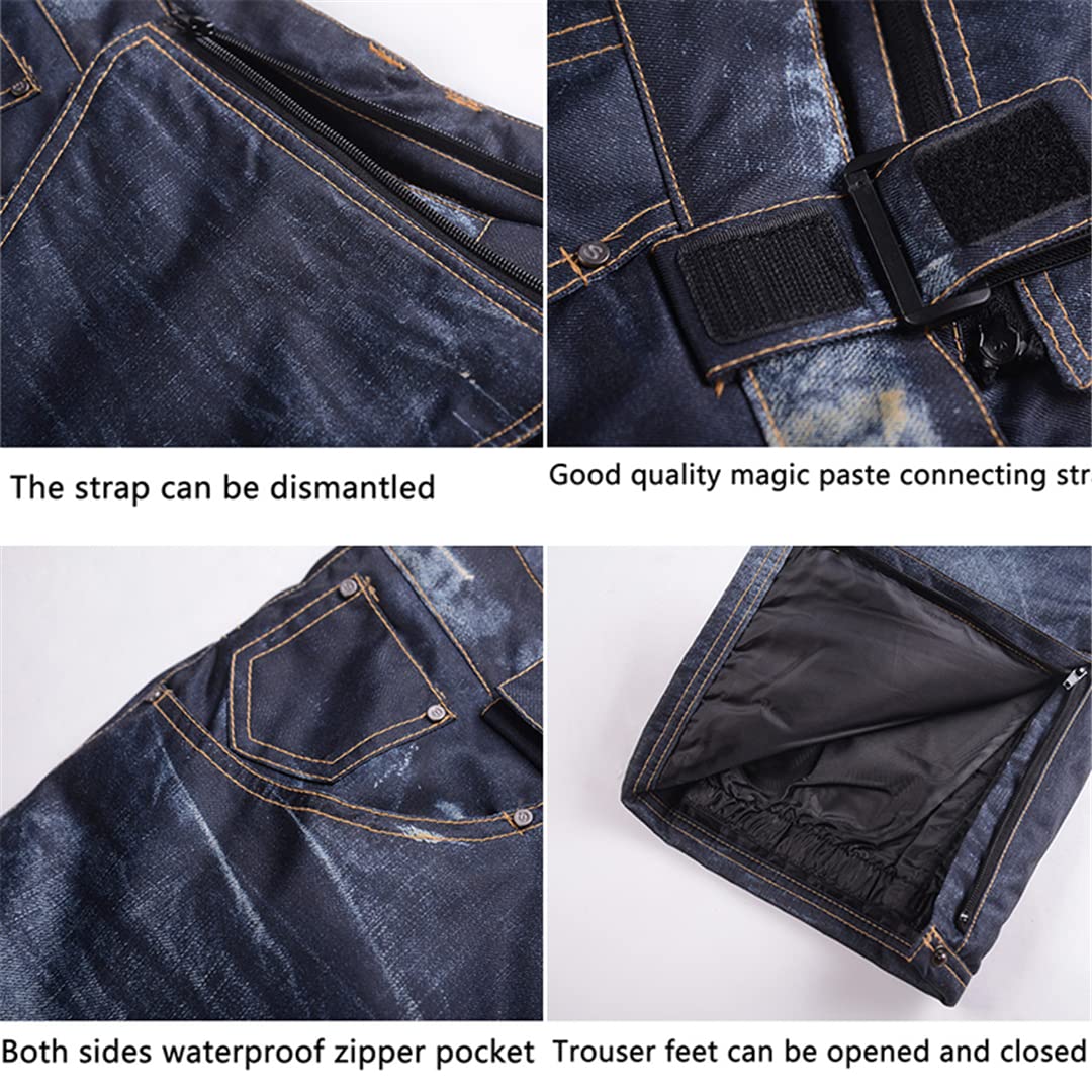 2022 Style Jeans Snowboardhose Hosenträger Denim Skihose Herren Skate Snowboard Thermo Skihose