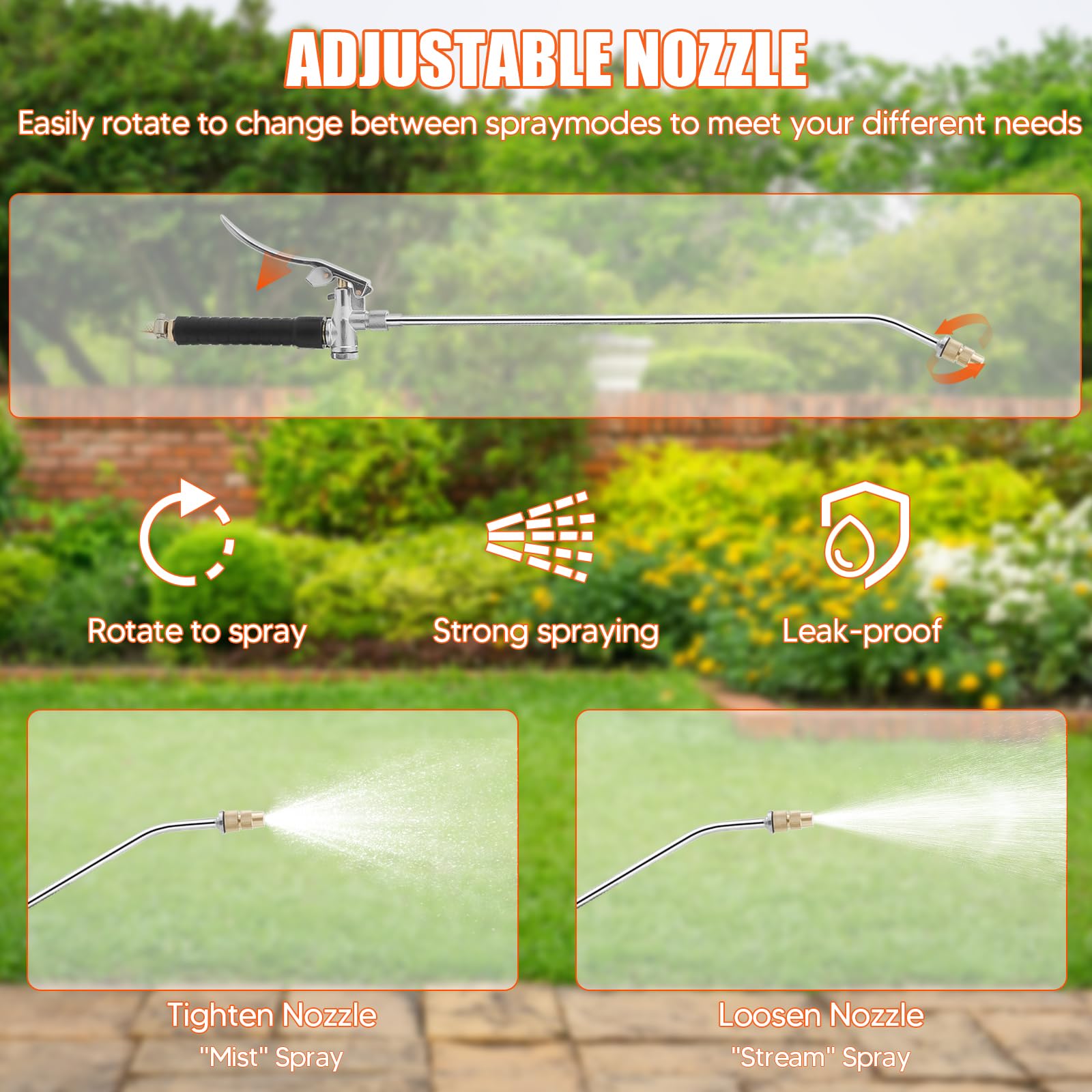 Pulverizador a Presión de Acero Inoxidable de 8 litros, Pulverizador de Jardín de Bomba Manual con Manómetro, Boquilla Ajustable,Hierbas para Césped, Jardinería y Desinfección