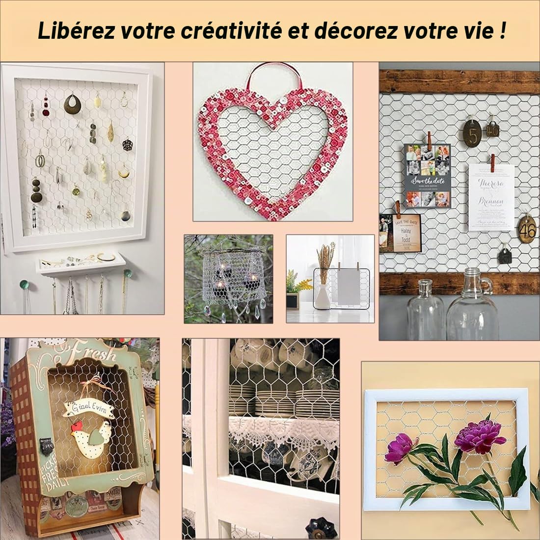 Rouleau de grillage pour poulet, 25 m x 40 cm, filet de clôture solide pour volaille, animal domestique, lapin, clôture de jardin, barrière animale, antirouille galvanisé, projets de bricolage