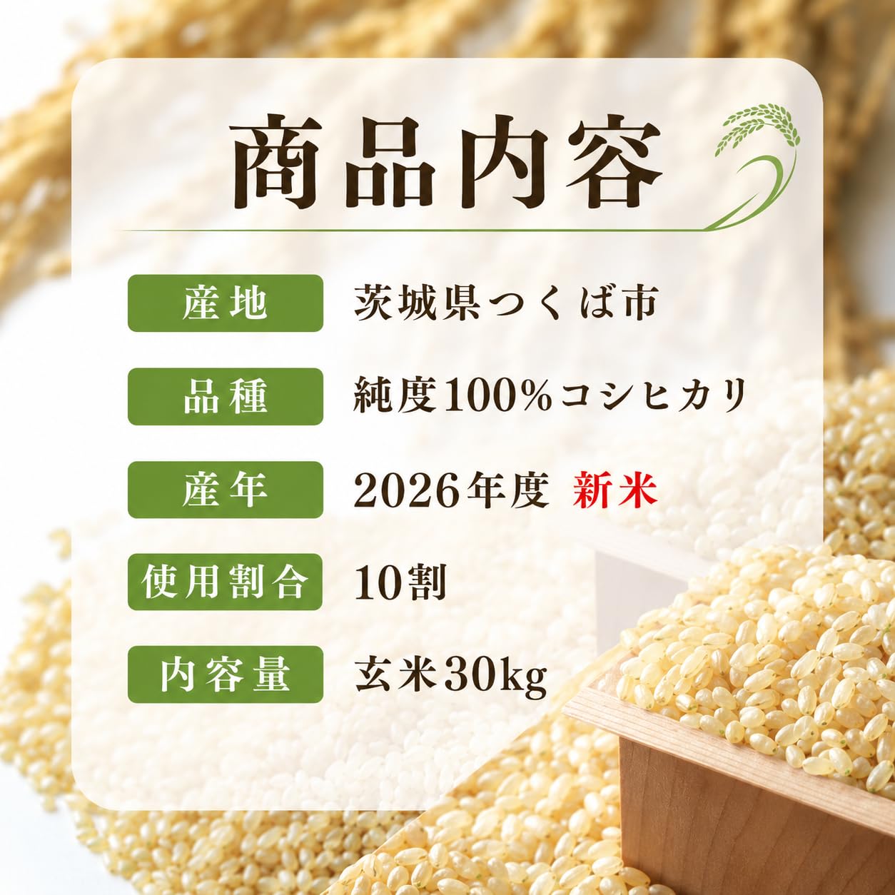 Amazon.co.jp: 新米 令和8年産 茨城県産 コシヒカリ 30kg 玄米 単一