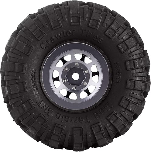 Miniatura 5 de INJORA 1.0 Neumáticos Crawler Mud Terrain Neumáticos para SCX24 TRX4M A24 Axial 124 118 Piezas de actualización sobre orugas (negro y gris)